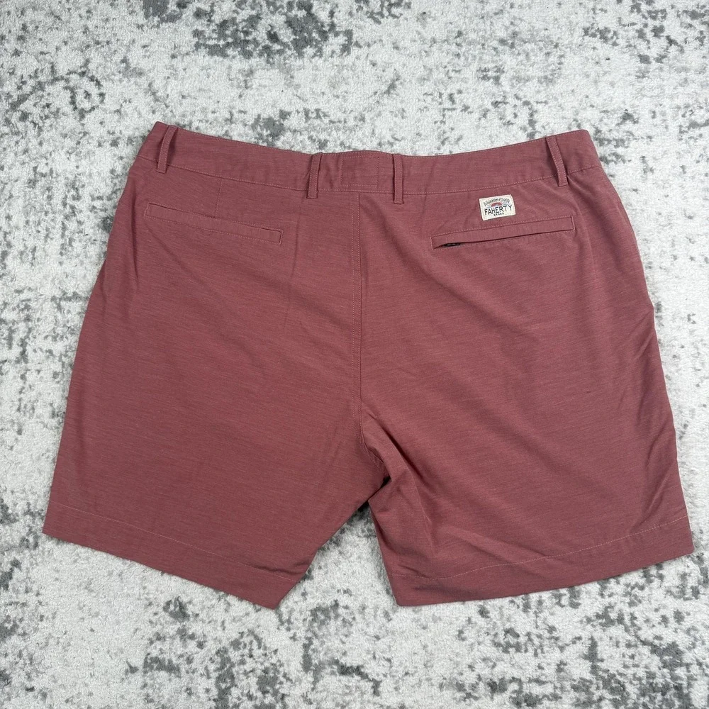 Faherty All Day Shorts Mens 38 Red Swim Trunks Drawstring Stretch Hybrid